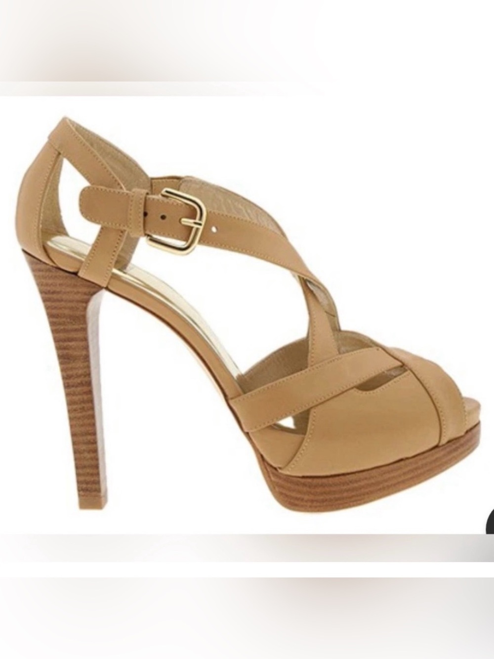 Stuart Weitzman Tan Strappy Platform High Heel Sandal